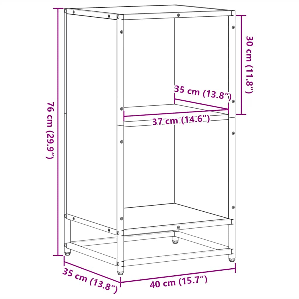 Boekenkast 40x35x76 cm bewerkt hout sonoma eikenkleurig