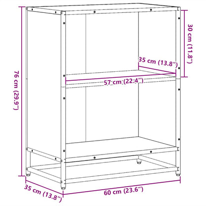 Boekenkast 60x35x76 cm bewerkt hout zwart