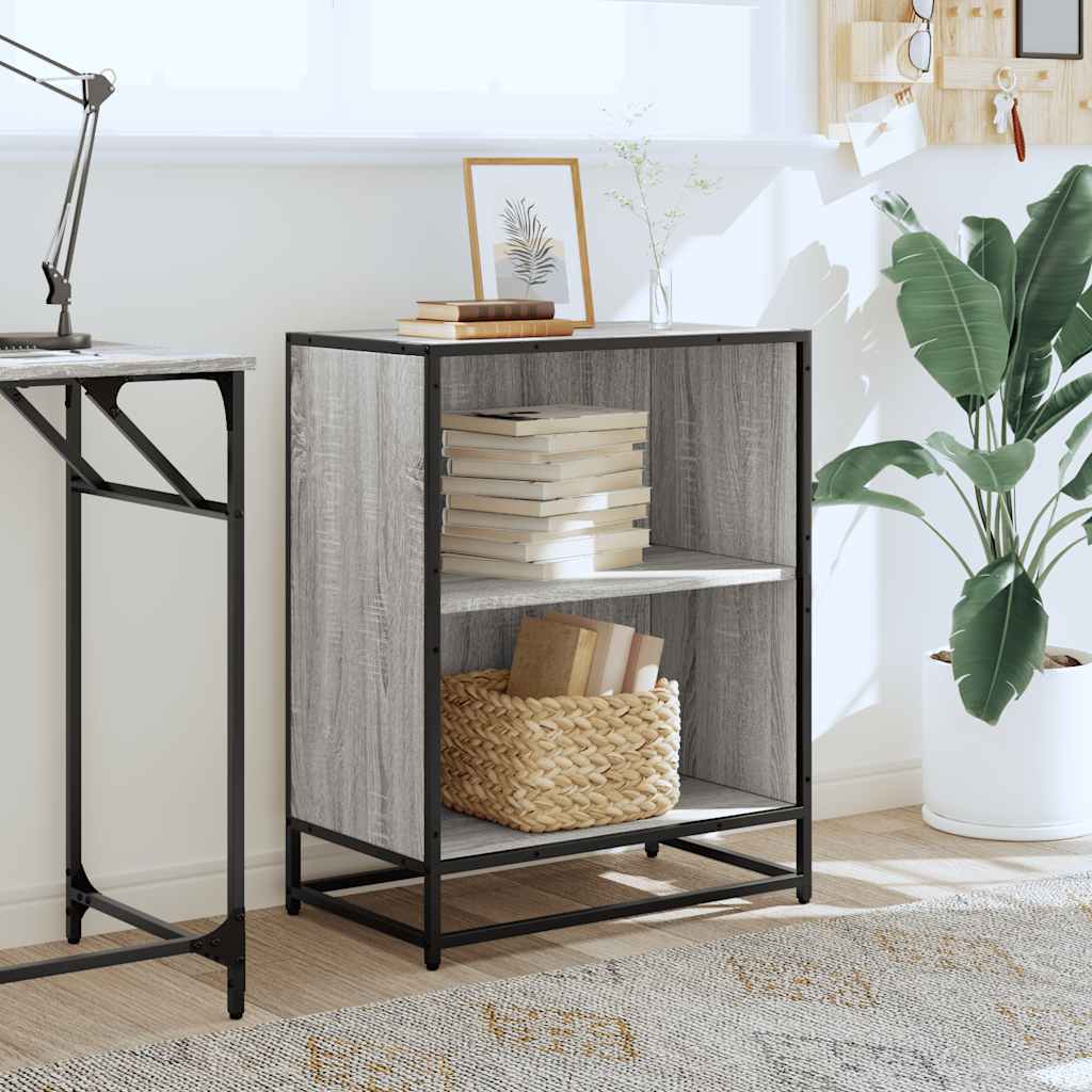 Boekenkast 60x35x76 cm bewerkt hout grijs sonoma eikenkleurig