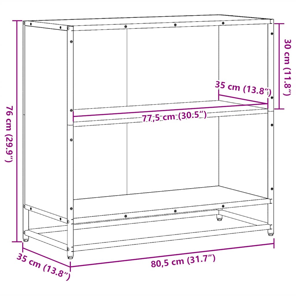 Boekenkast 80,5x35x76 cm bewerkt hout zwart