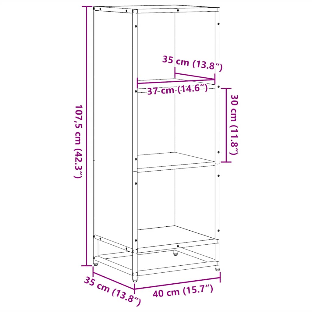 Boekenkast 40x35x107,5 cm bewerkt hout grijs sonoma eikenkleur