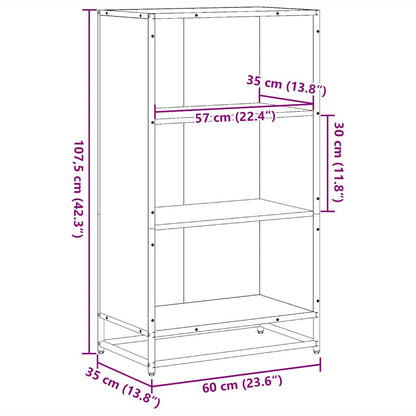 Boekenkast 60x35x107,5 cm bewerkt hout grijs sonoma eikenkleur