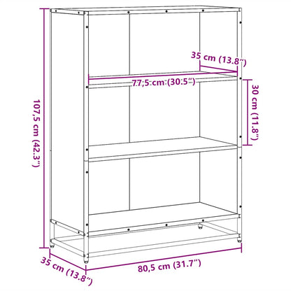 Boekenkast 80,5x35x107,5cm bewerkt hout grijs sonoma eikenkleur