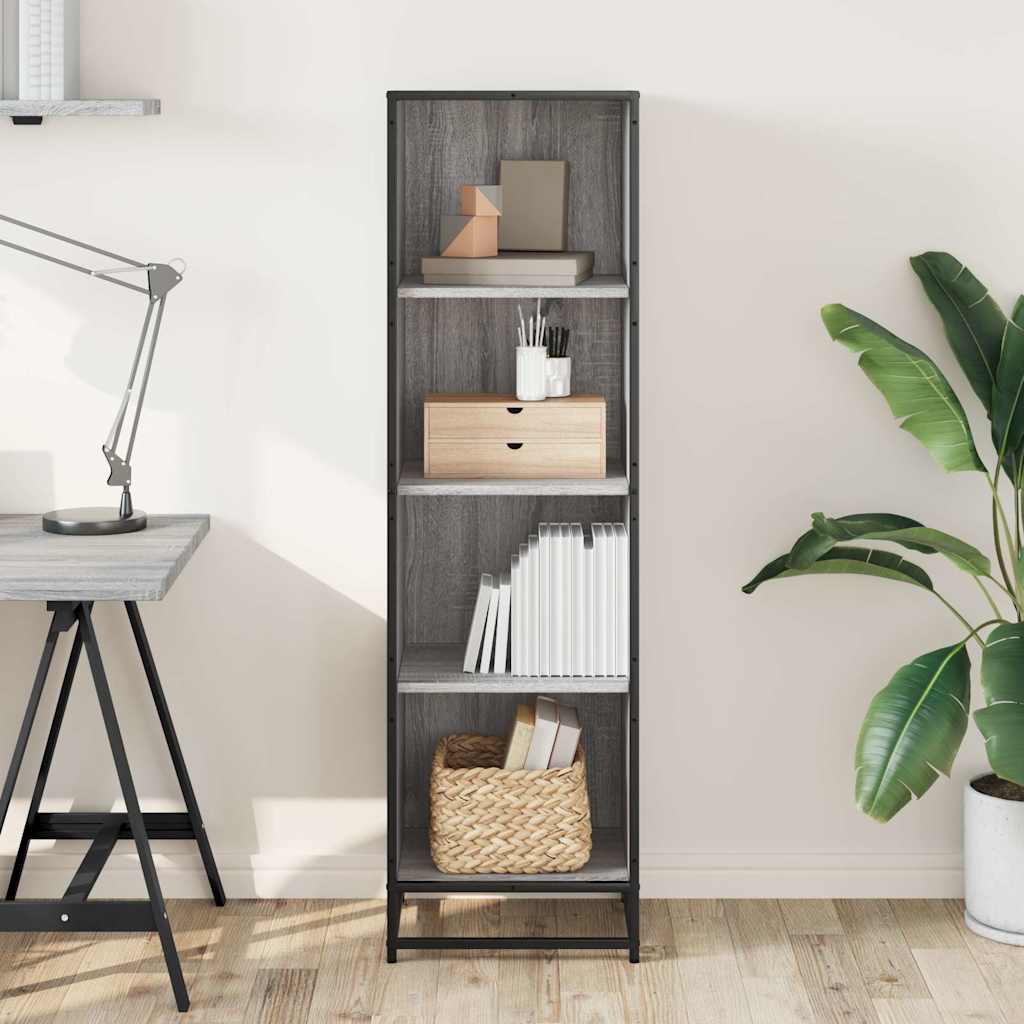 Boekenkast 40x35x139 cm bewerkt hout grijs sonoma eikenkleurig