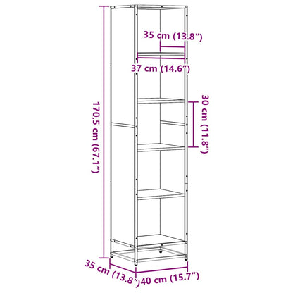 Boekenkast 40x35x170,5 cm bewerkt hout zwart