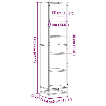 Boekenkast 40x35x170,5 cm bewerkt hout grijs sonoma eikenkleur
