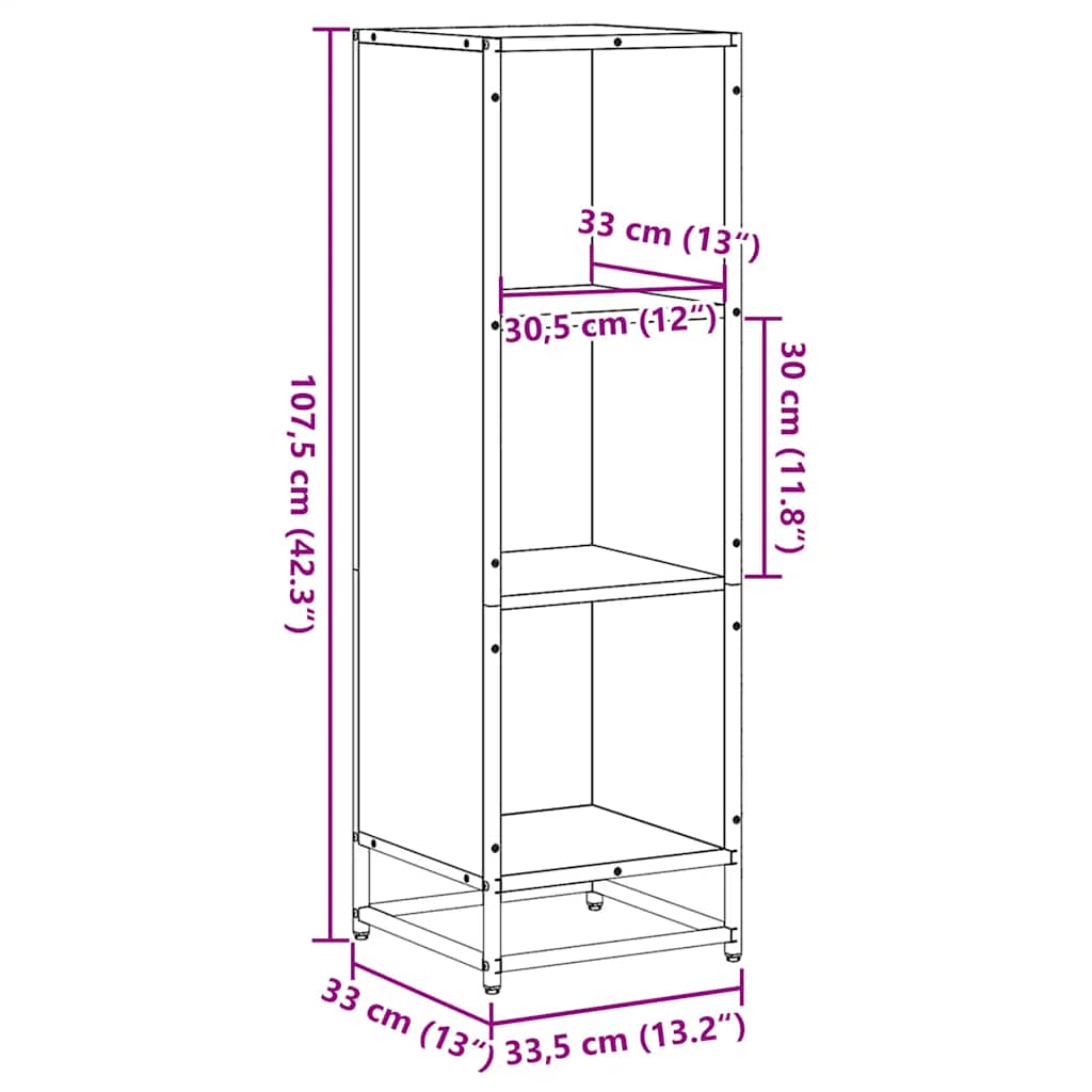 Boekenkast 33,5x33x107,5 cm bewerkt hout sonoma eikenkleurig