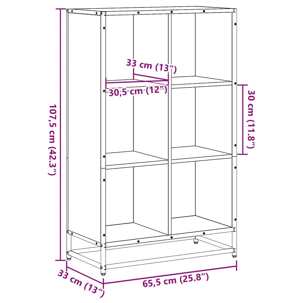 Boekenkast 65,5x33x107,5 cm bewerkt hout sonoma eikenkleurig
