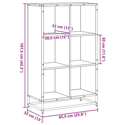 Boekenkast 65,5x33x107,5cm bewerkt hout grijs sonoma eikenkleur