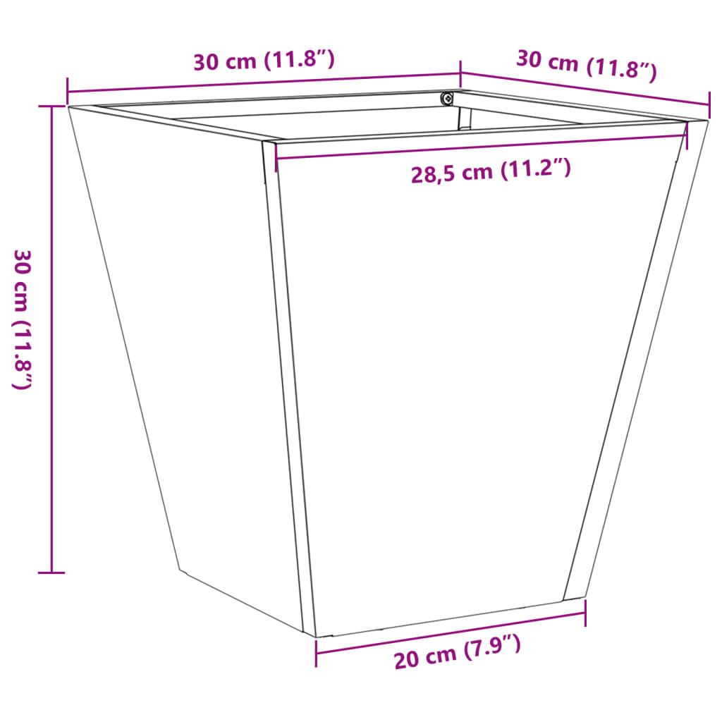 Plantenbakken Staal Antracietkleurig 2 30 x 30 x 30 cm Staal/Antracietkleurig