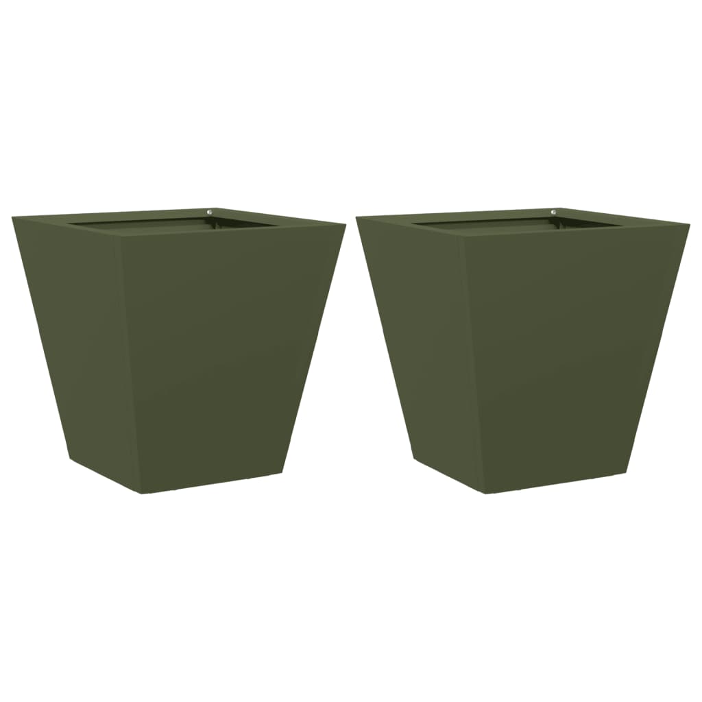 Plantenbakken Staal Olijfgroen 2 30 x 30 x 30 cm Staal/Groen
