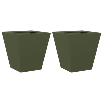 Plantenbakken Staal Olijfgroen 2 30 x 30 x 30 cm Staal/Groen