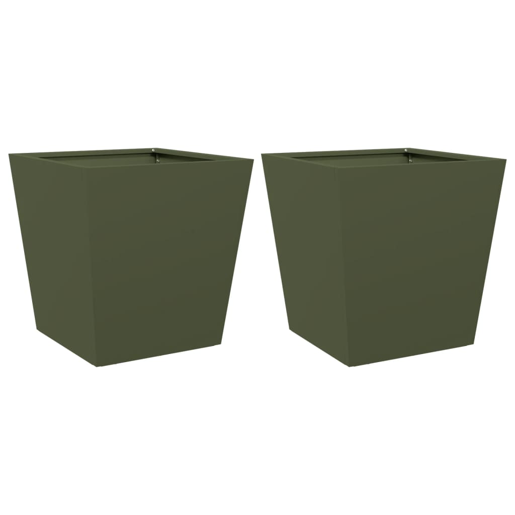 Plantenbakken Staal Olijfgroen 2 40 x 40 x 40 cm Staal/Groen