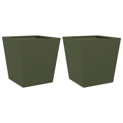 Plantenbakken Staal Olijfgroen 2 40 x 40 x 40 cm Staal/Groen