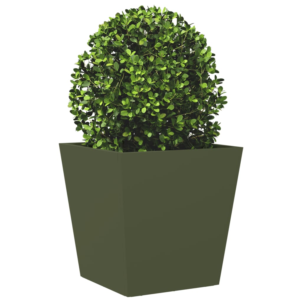 Plantenbakken Staal Olijfgroen 2 40 x 40 x 40 cm Staal/Groen
