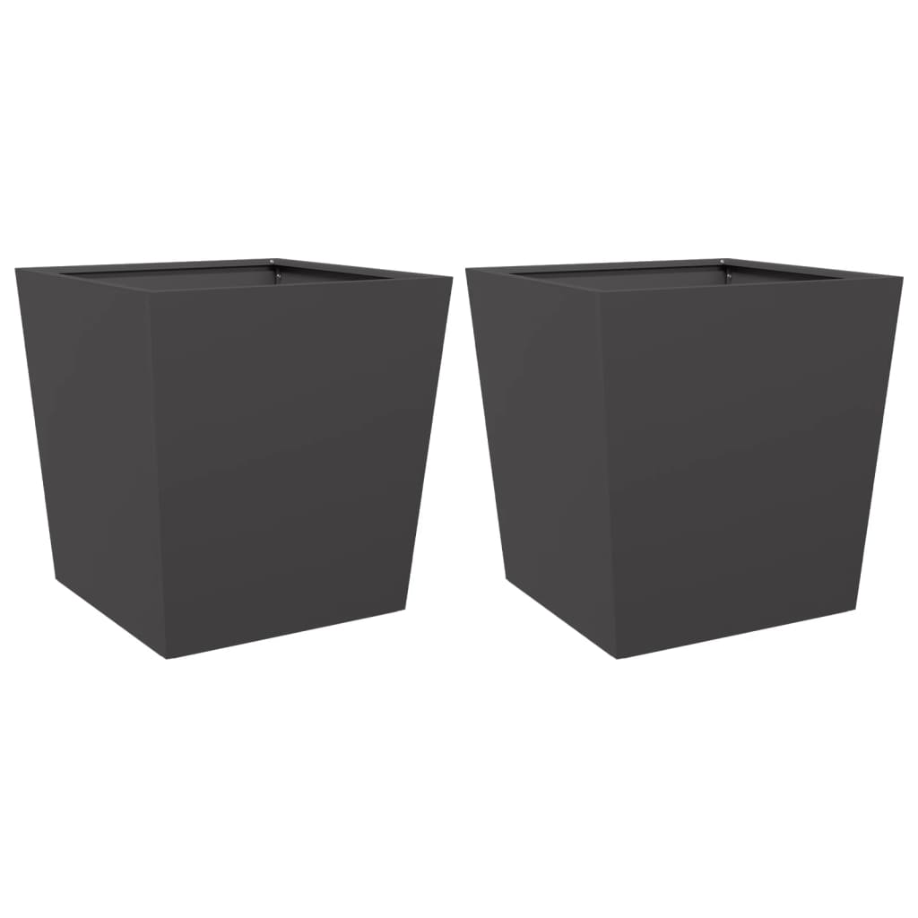 Plantenbakken Staal Zwart 2 50 x 50 x 50 cm Staal/Zwart