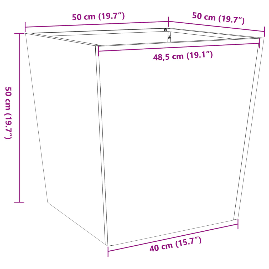 Plantenbakken Staal Wit 2 50 x 50 x 50 cm Staal/Wit