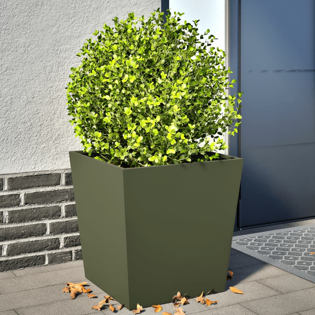 Plantenbakken Staal Olijfgroen 2 50 x 50 x 50 cm Staal/Groen