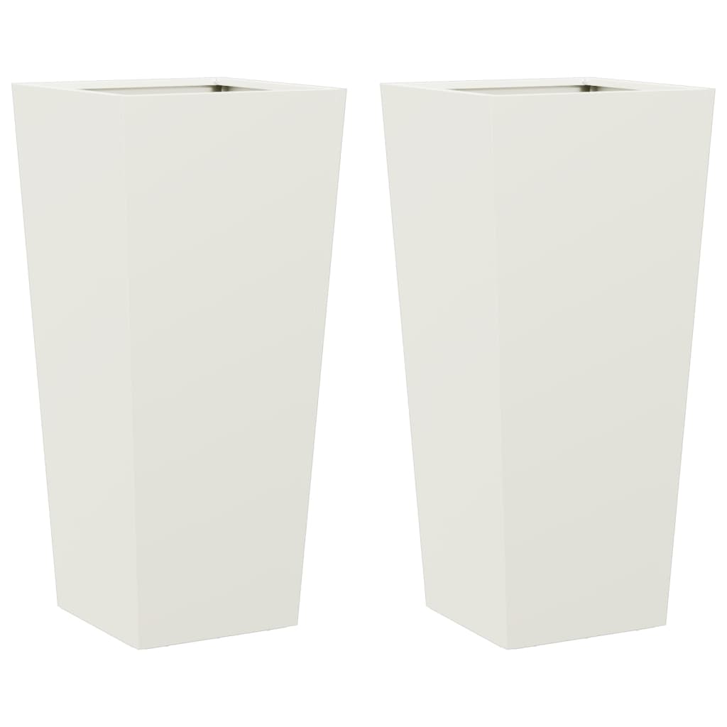 Plantenbakken Staal Wit 2 35 x 35 x 75 cm Staal/Wit