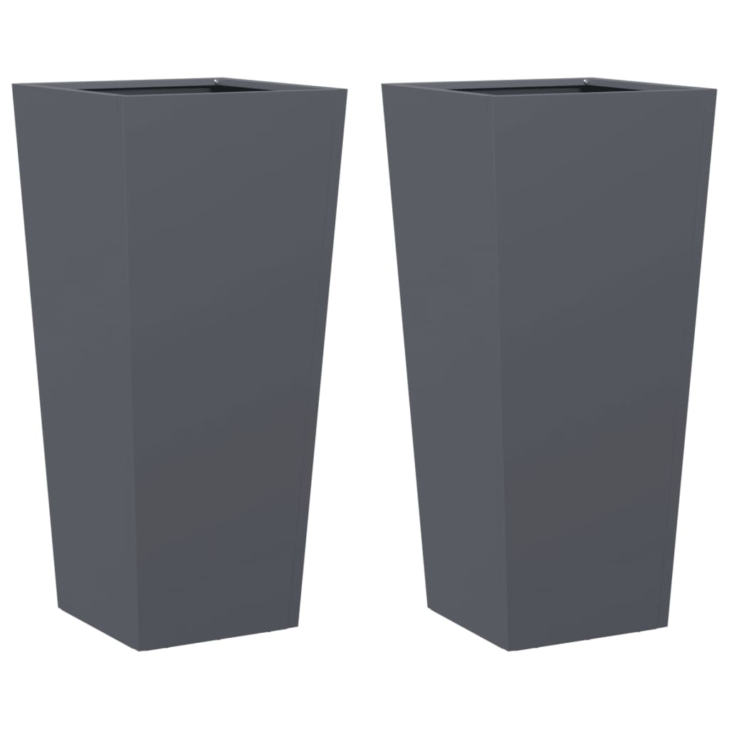 Plantenbakken Staal Antracietkleurig 2 35 x 35 x 75 cm Staal/Antracietkleurig