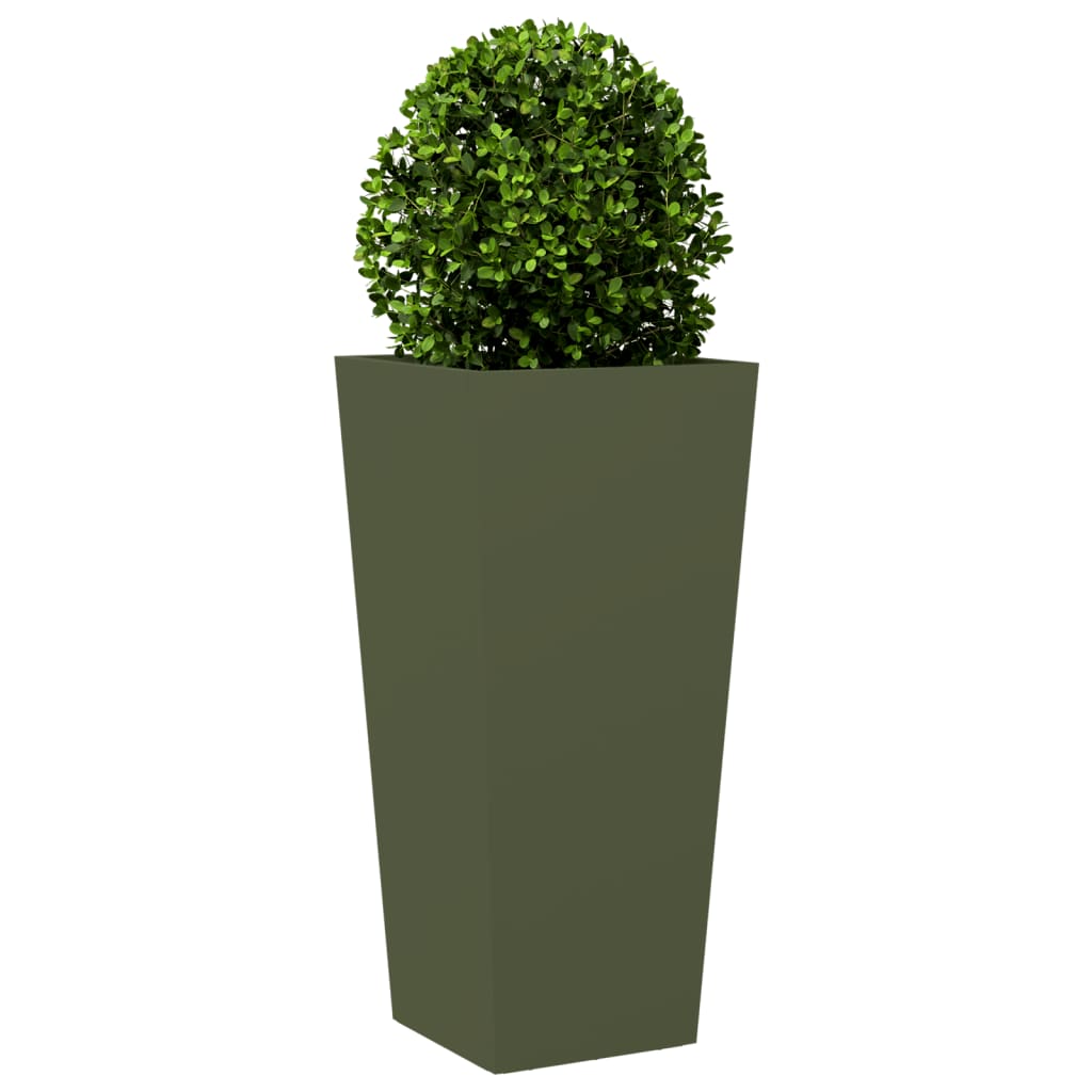 Plantenbakken Staal Olijfgroen 2 35 x 35 x 75 cm Staal/Groen