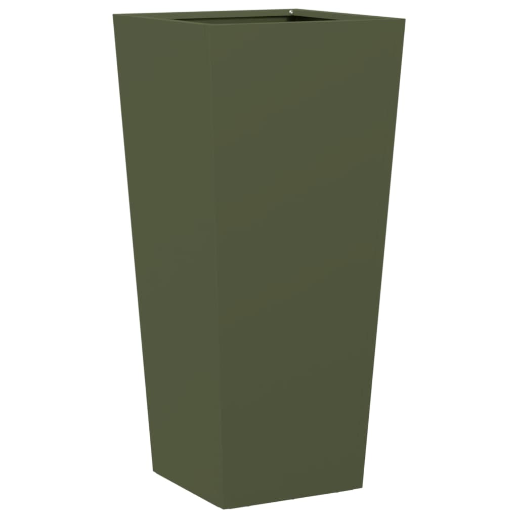 Plantenbakken Staal Olijfgroen 2 35 x 35 x 75 cm Staal/Groen