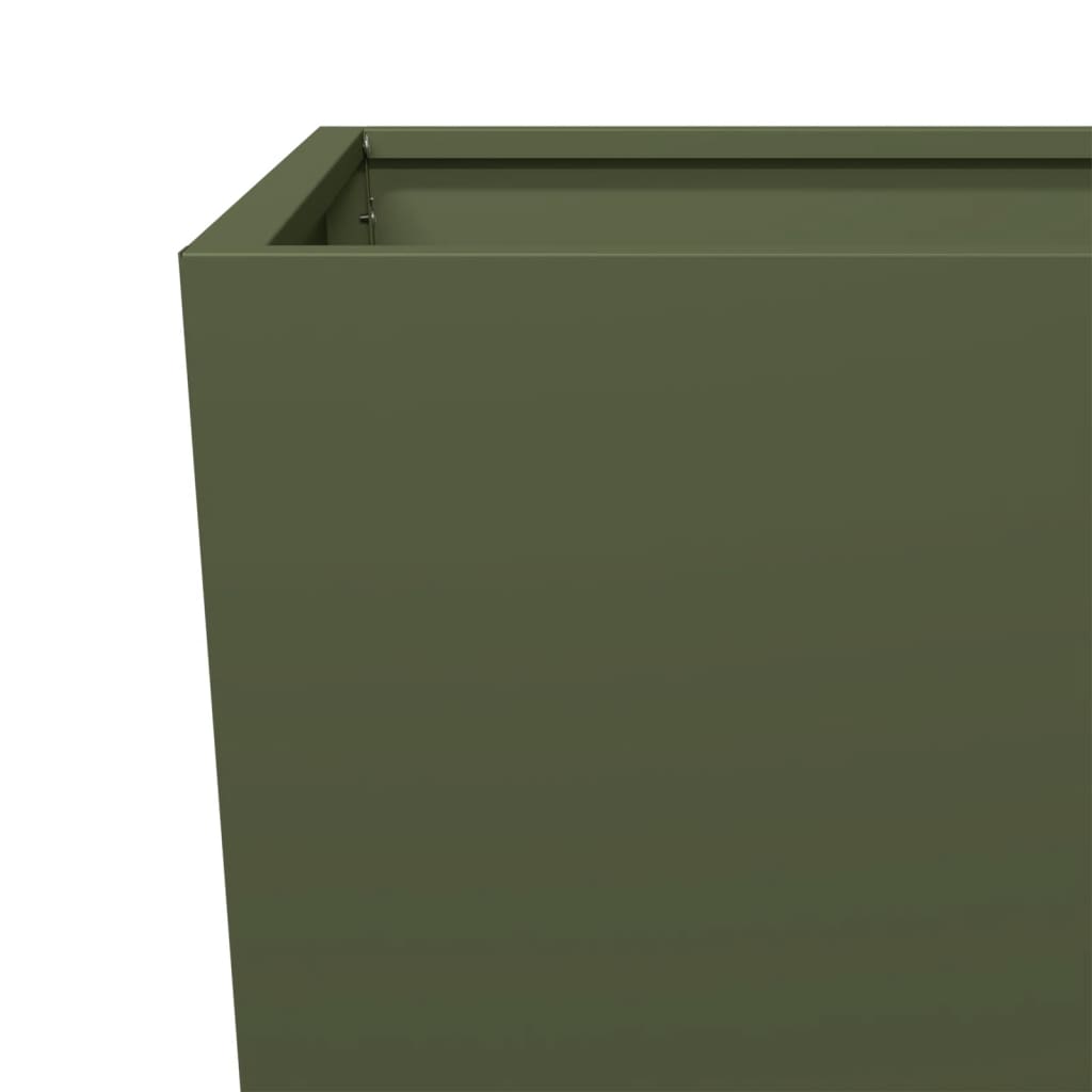 Plantenbakken Staal Olijfgroen 2 35 x 35 x 75 cm Staal/Groen