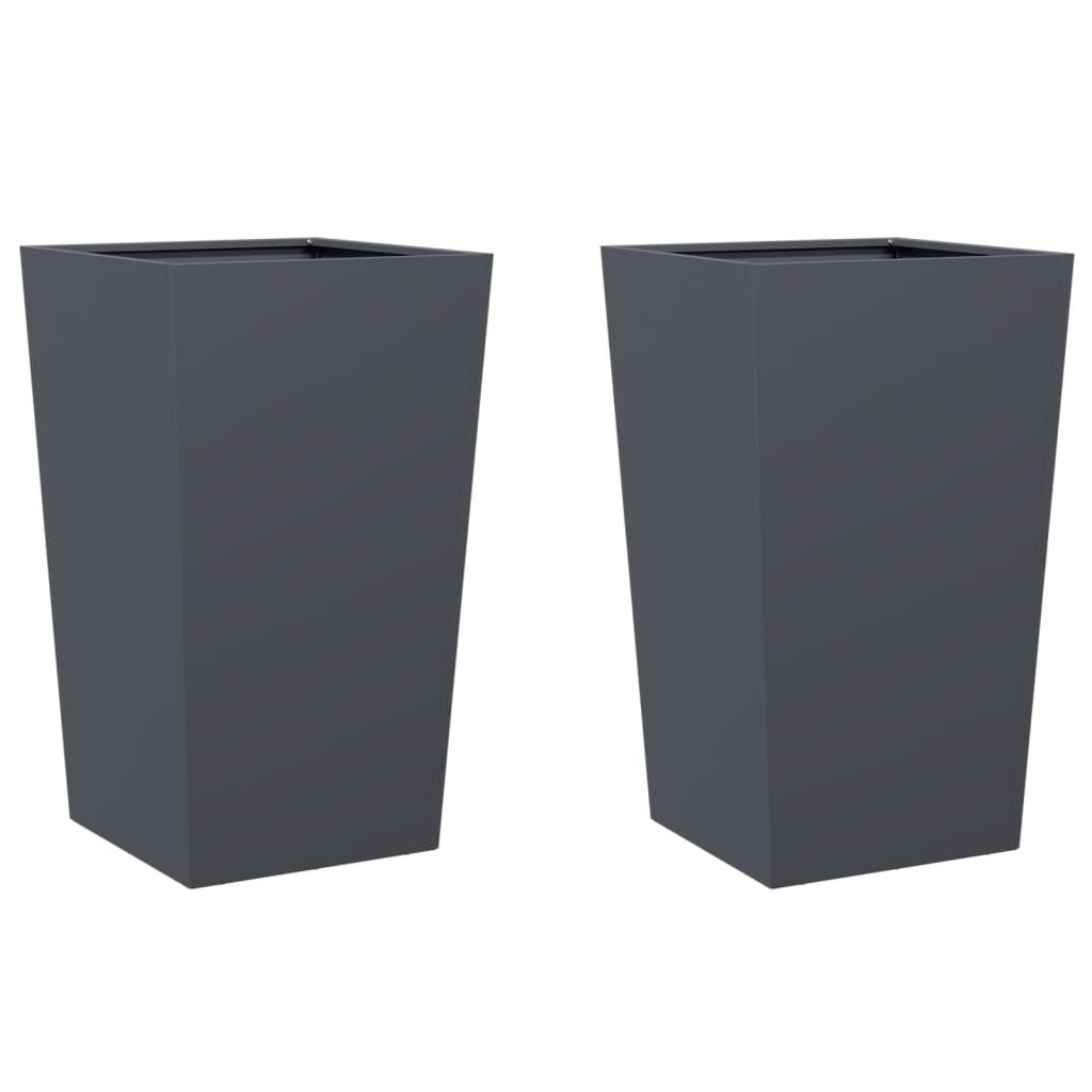 Plantenbakken Staal Antracietkleurig 2 45 x 45 x 75 cm Staal/Antracietkleurig