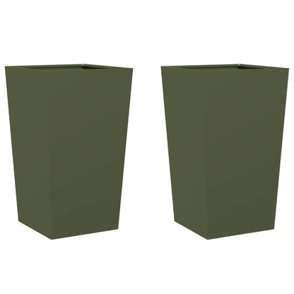 Plantenbakken Staal Olijfgroen 2 45 x 45 x 75 cm Staal/Groen