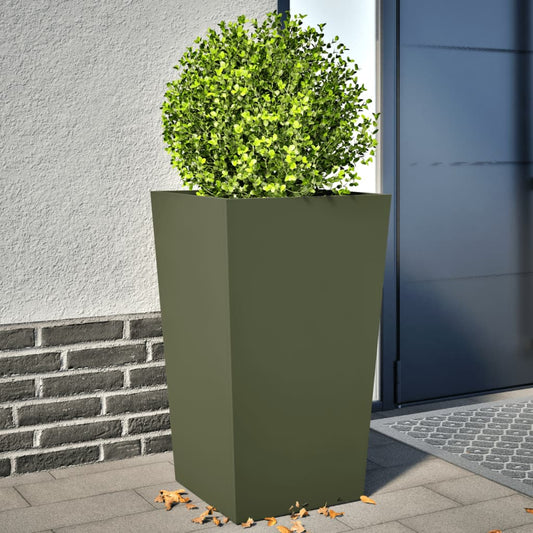 Plantenbakken Staal Olijfgroen 2 45 x 45 x 75 cm Staal/Groen
