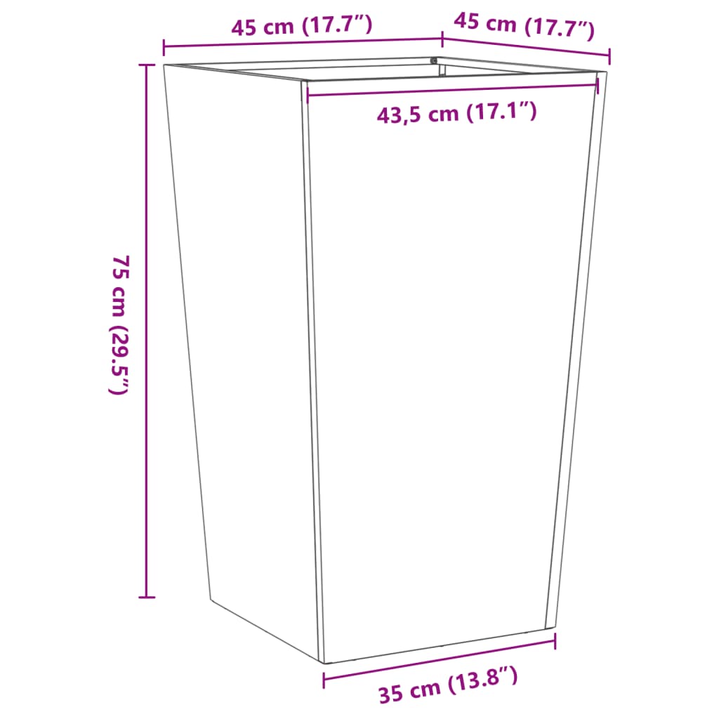 Plantenbakken Gegalvaniseerd Staal 2 45 x 45 x 75 cm Gegalvaniseerd staal/Grijs