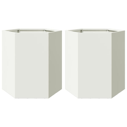Plantenbakken Zeshoek Staal Wit 2 46 x 40 x 45 cm Staal/Wit