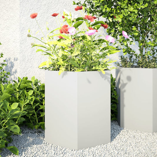 Plantenbakken Zeshoek Staal Wit 2 46 x 40 x 45 cm Staal/Wit
