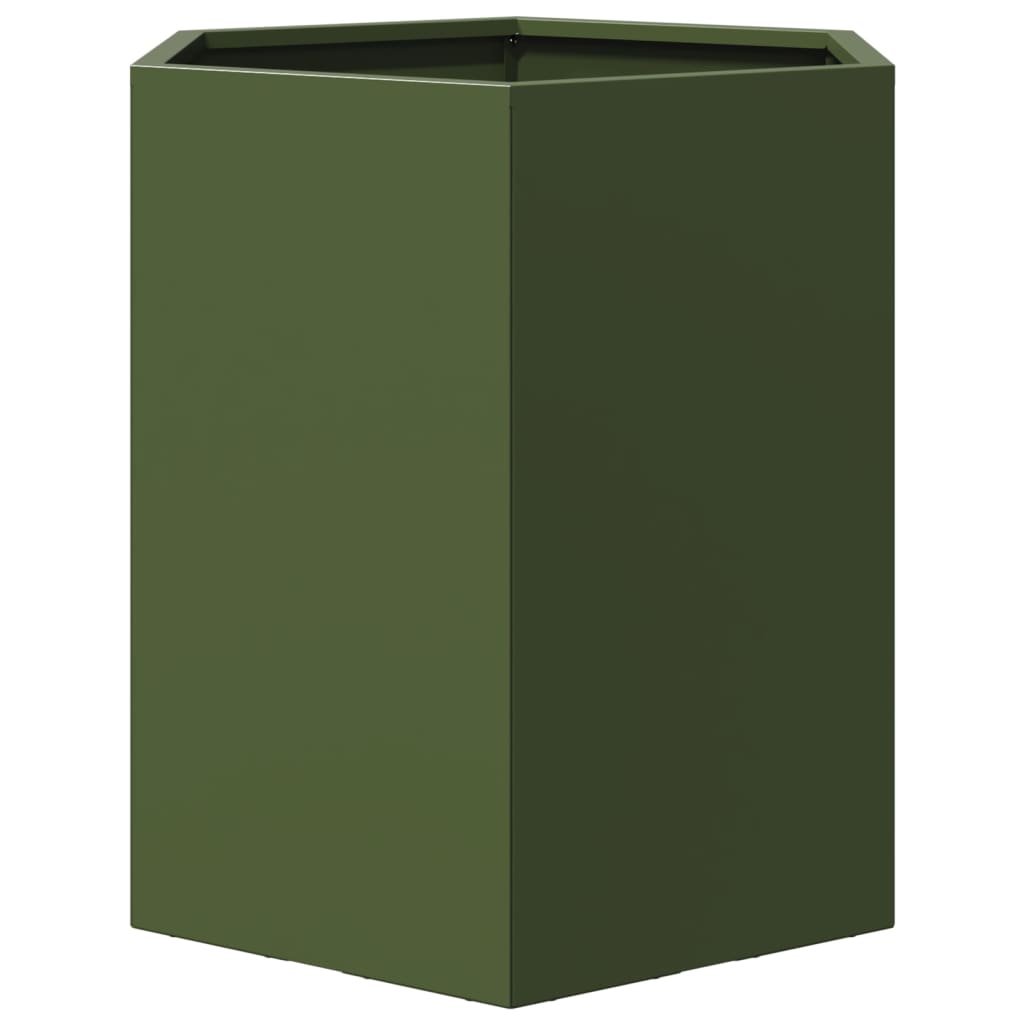 Plantenbakken Zeshoek Staal Olijfgroen 2 46 x 40 x 45 cm Staal/Groen