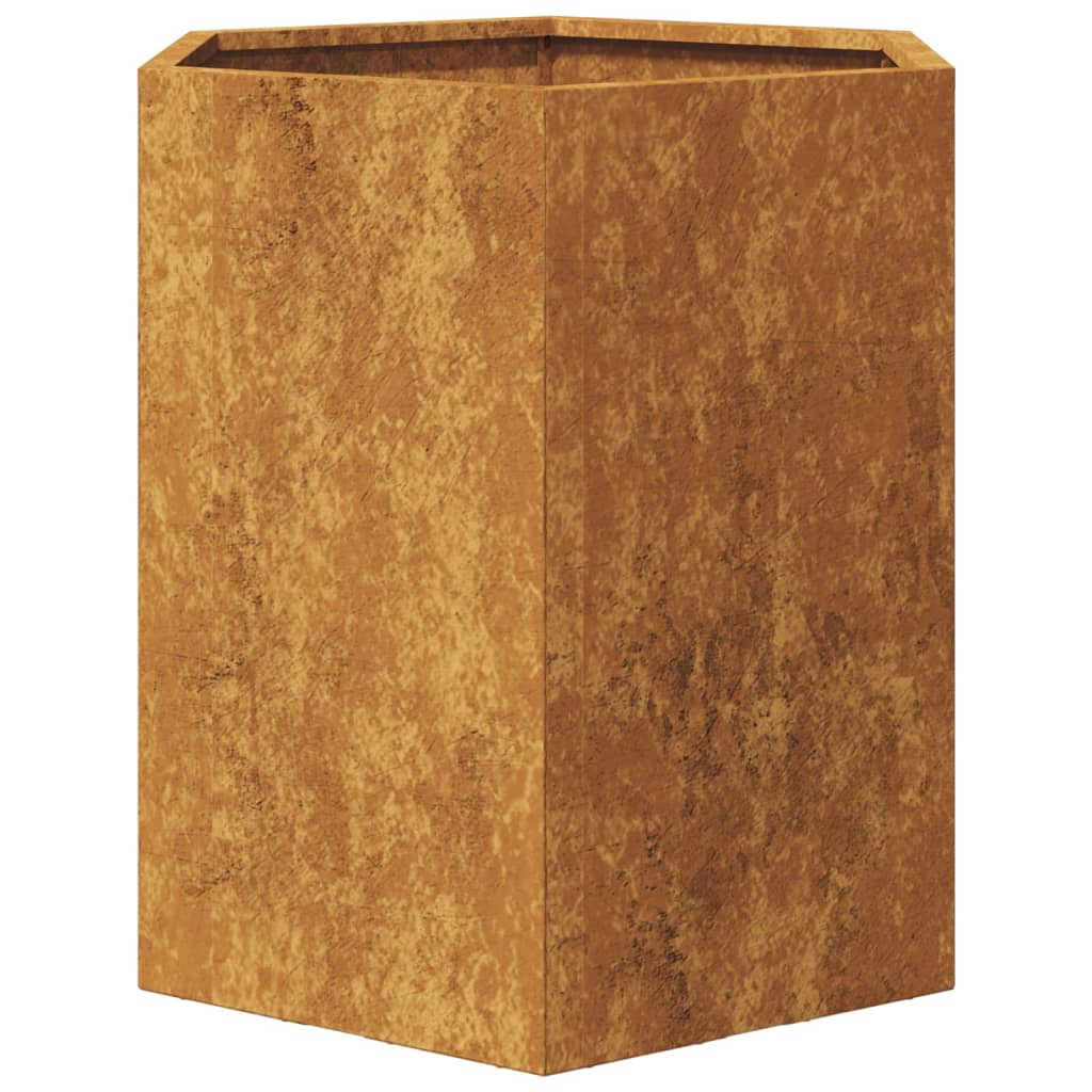 Plantenbakken Zeshoek Weervast Staal 2 46 x 40 x 45 cm Cortenstaal/Bruin