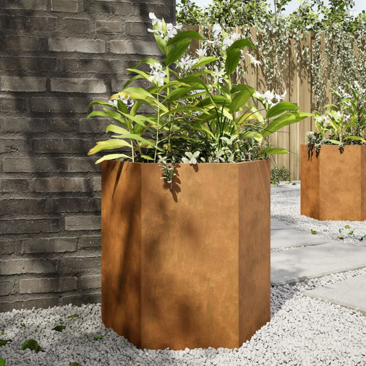 Plantenbakken Zeshoek Weervast Staal 2 46 x 40 x 45 cm Cortenstaal/Bruin