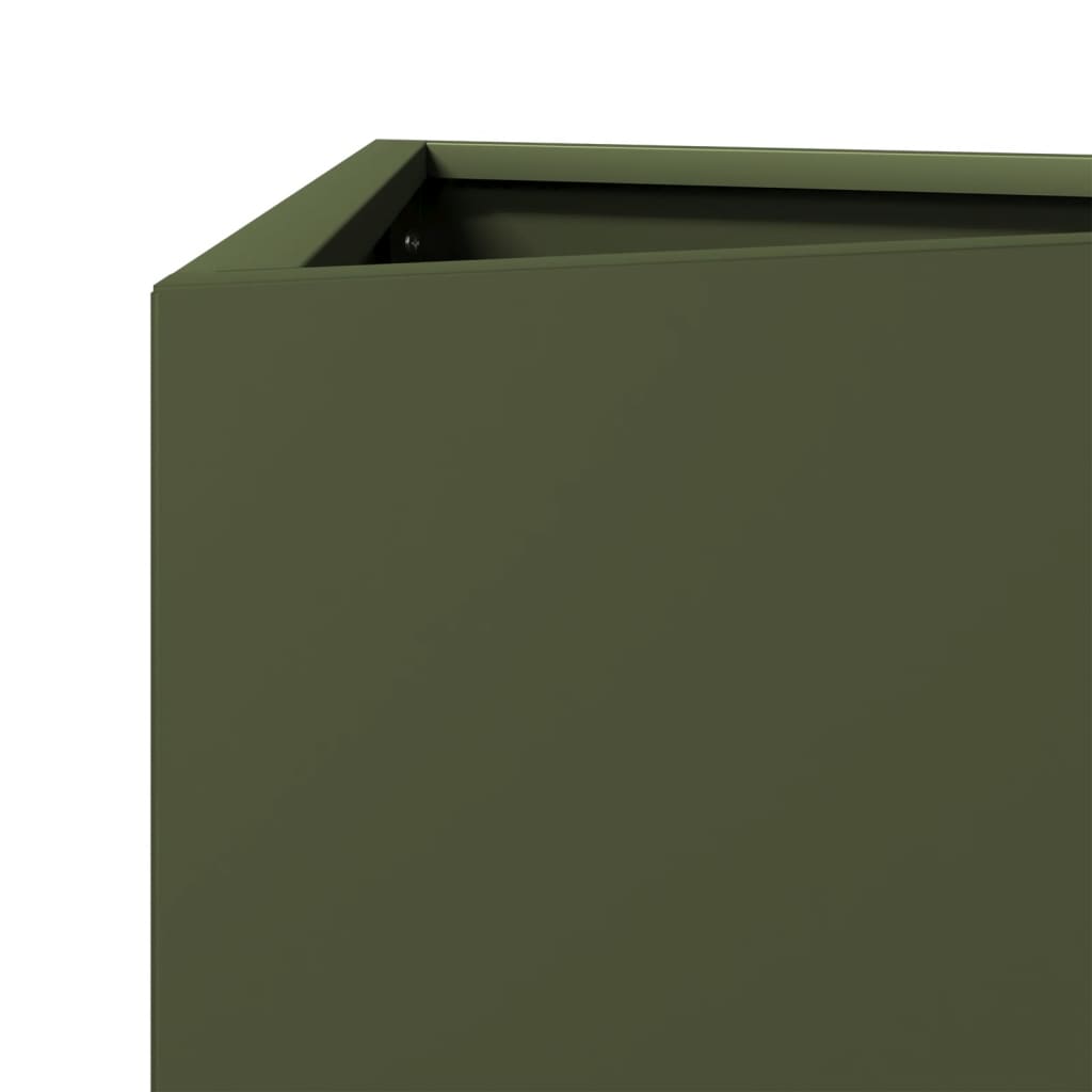 Plantenbakken Driehoek Staal Olijfgroen 2 30 x 26 x 75 cm Staal/Groen