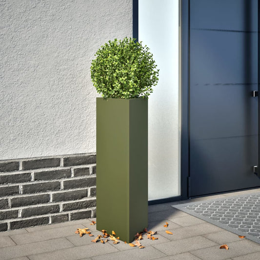 Plantenbakken Driehoek Staal Olijfgroen 2 30 x 26 x 75 cm Staal/Groen