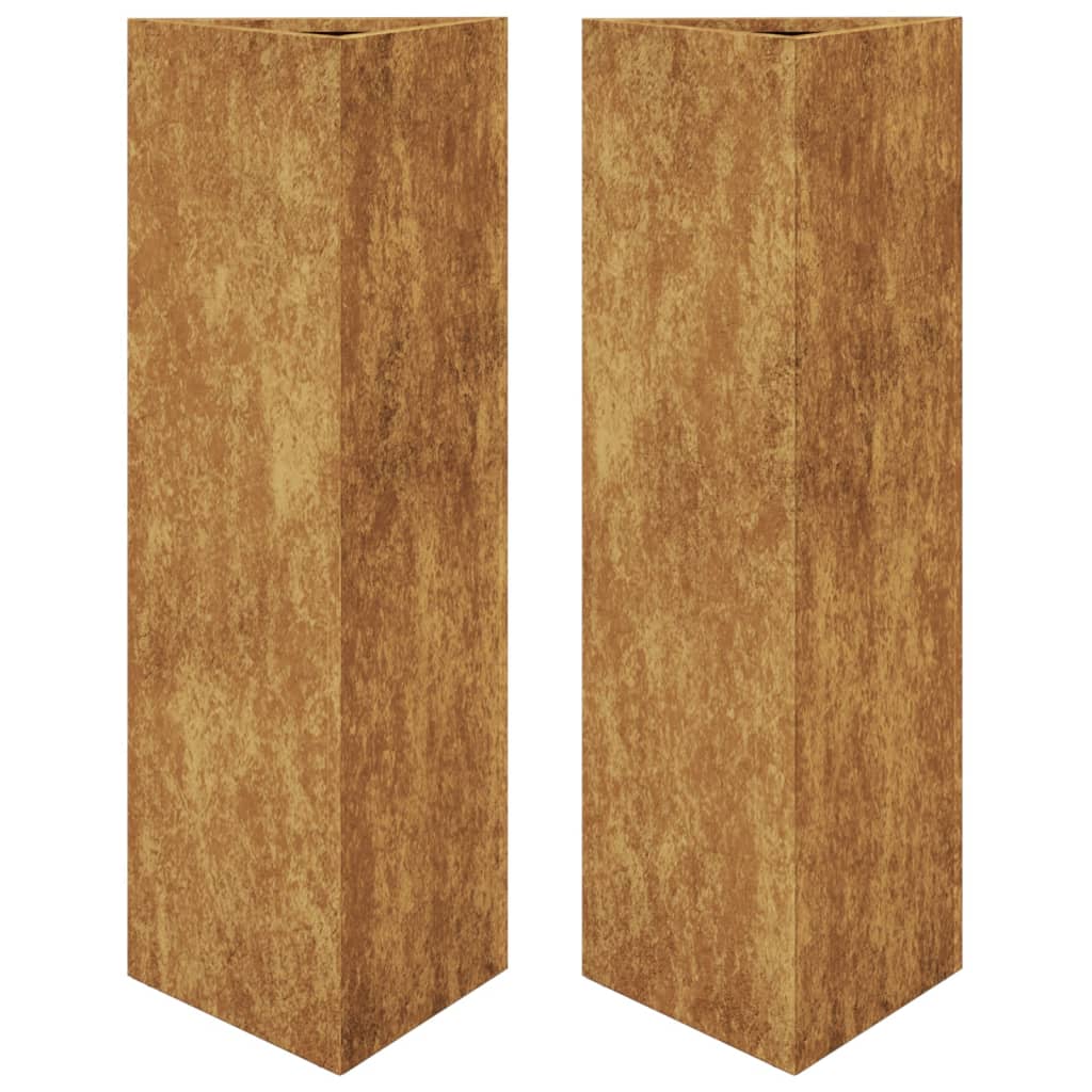 Plantenbakken Driehoekig Weervast Staal 2 30 x 26 x 75 cm Cortenstaal/Bruin