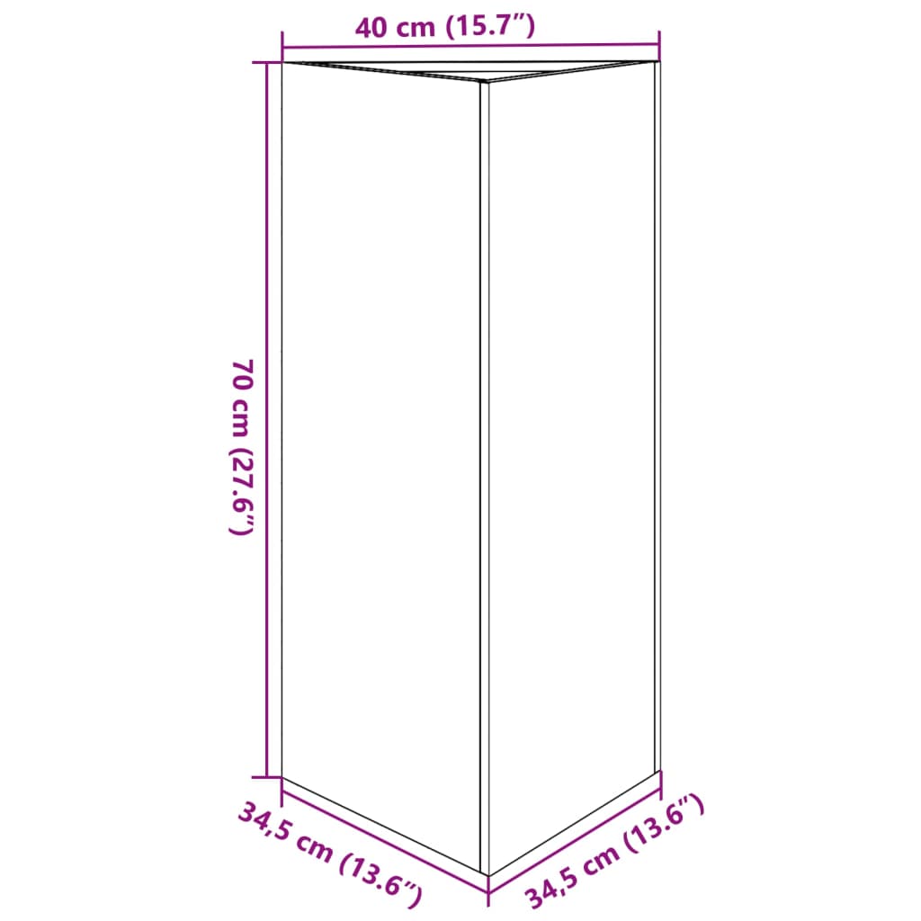 Plantenbakken Driehoek 40X34,5X70 Cm Staal Zwart 2 40 x 34.5 x 70 cm Staal/Zwart