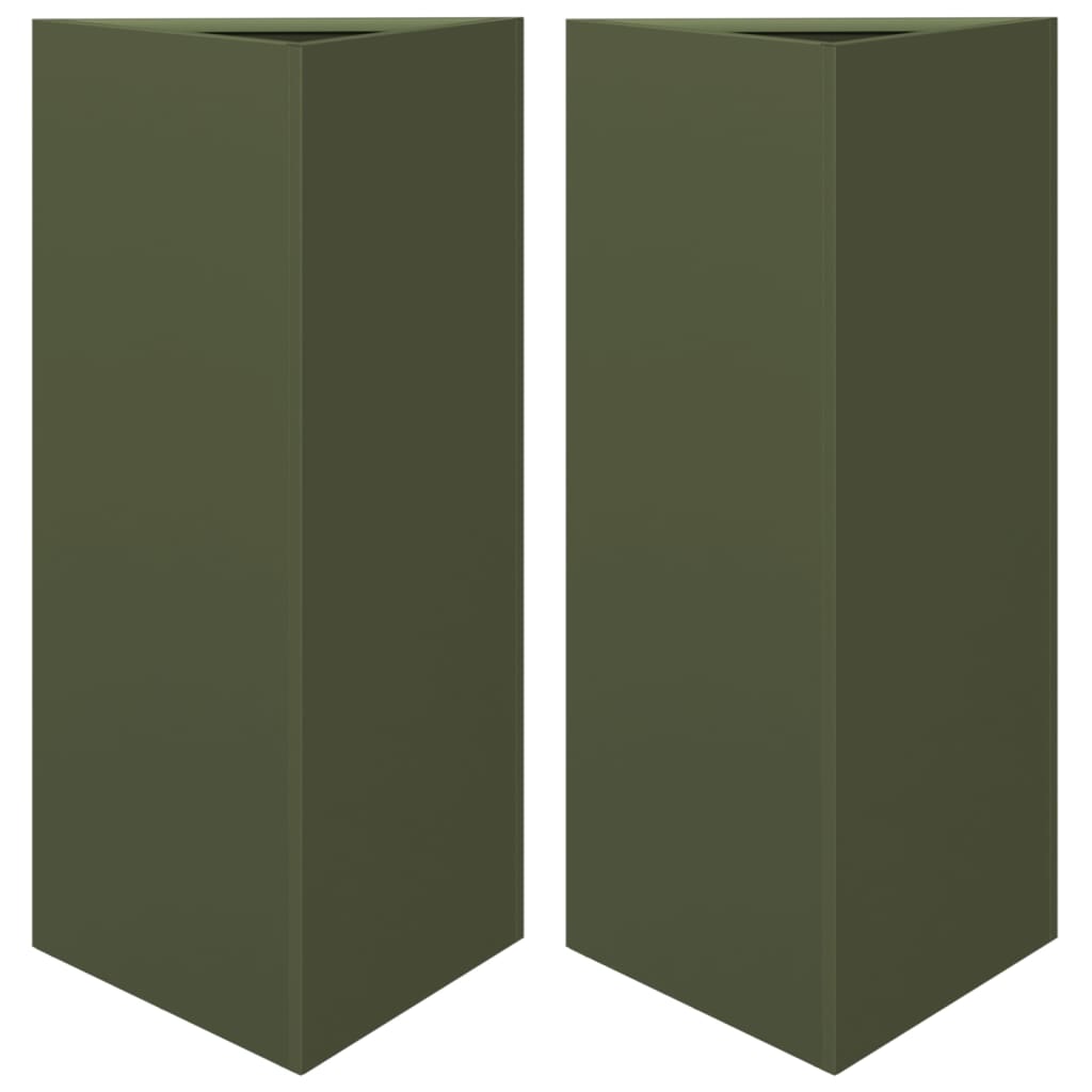 Plantenbakken Driehoek 40X34,5X70 Cm Staal Olijfgroen 2 40 x 34.5 x 70 cm Staal/Groen