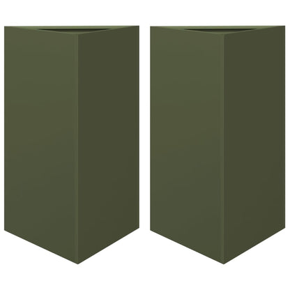 Plantenbakken Driehoek Staal Olijfgroen 2 50 x 43 x 75 cm Staal/Groen