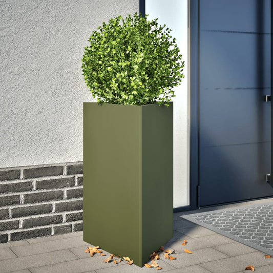 Plantenbakken Driehoek Staal Olijfgroen 2 50 x 43 x 75 cm Staal/Groen