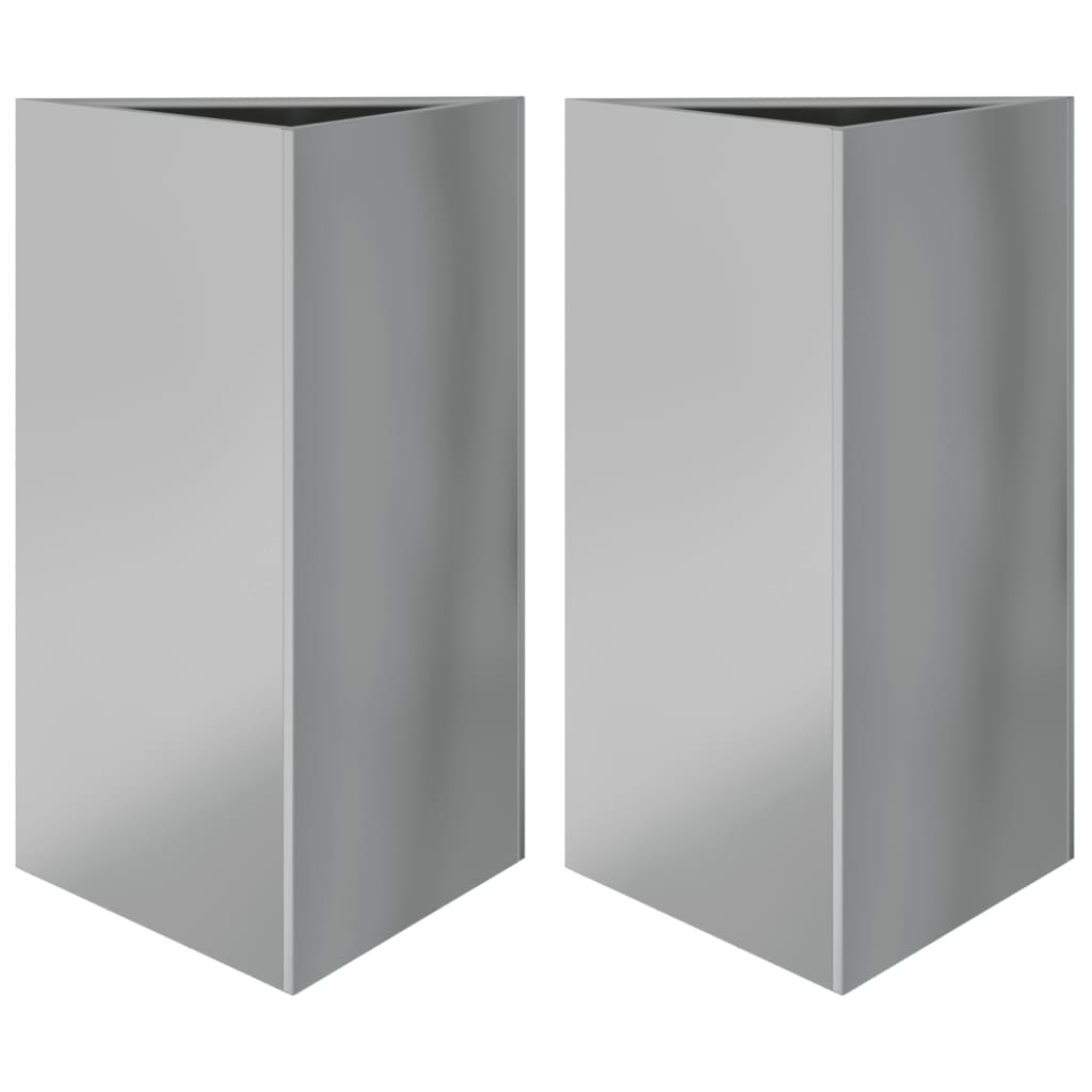 Plantenbakken Driehoek Gegalvaniseerd Staal 2 50 x 43 x 75 cm Gegalvaniseerd staal/Grijs
