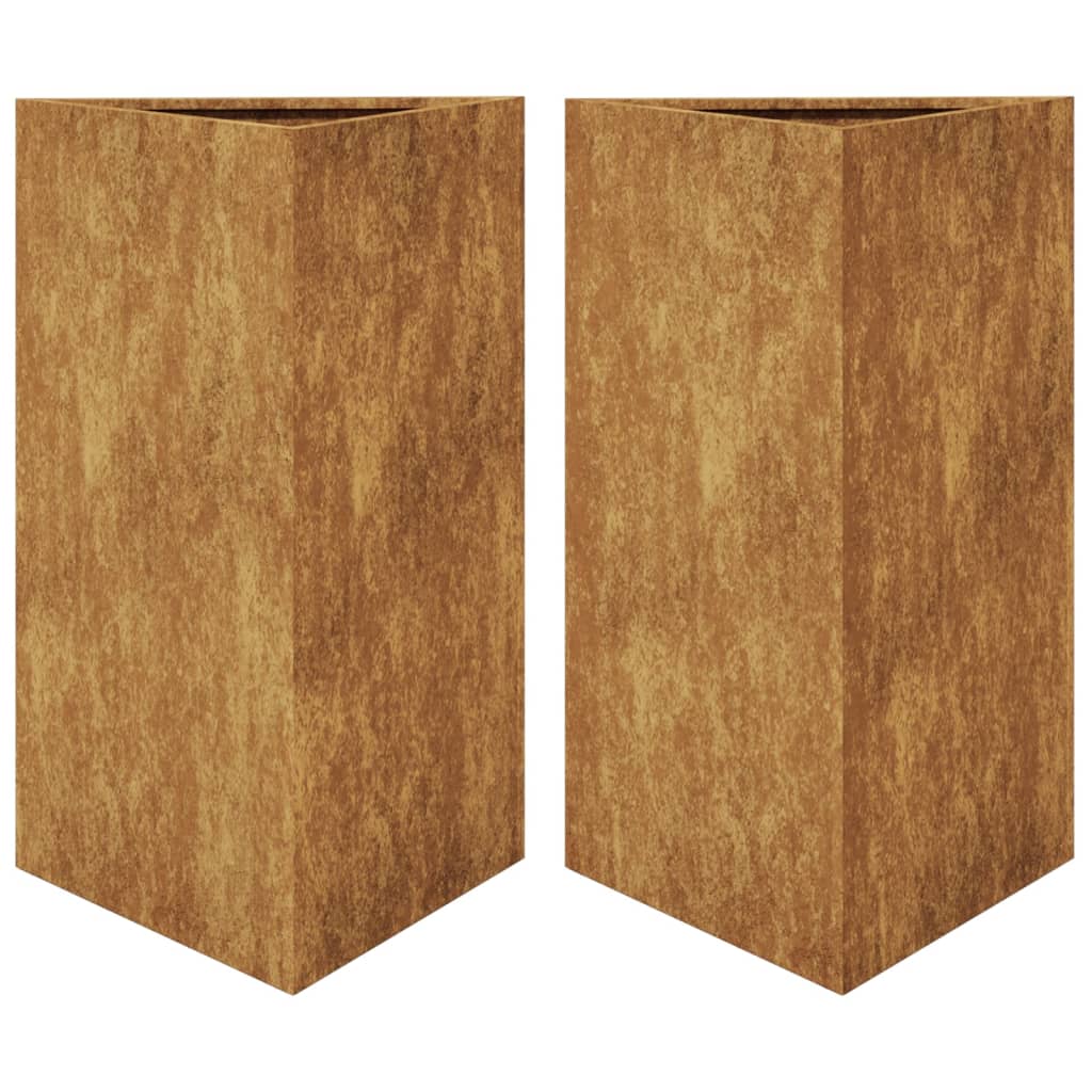Plantenbakken Driehoekig Weervast Staal 2 50 x 43 x 75 cm Cortenstaal/Bruin