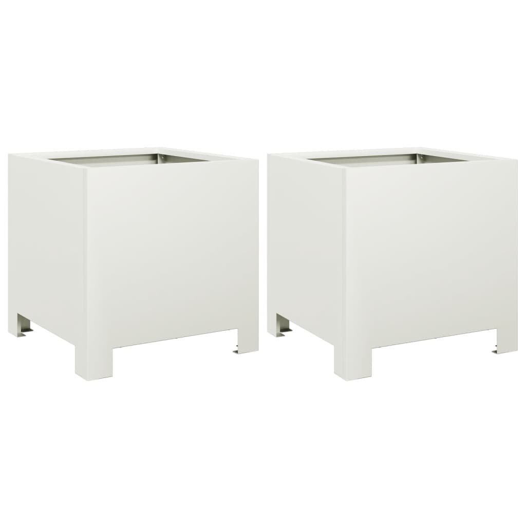 Plantenbakken Staal Wit 2 30 x 30 x 30 cm Staal/Wit