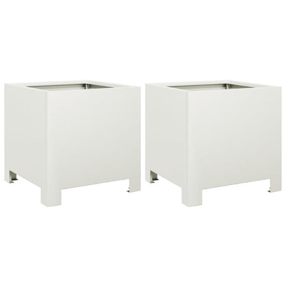 Plantenbakken Staal Wit 2 30 x 30 x 30 cm Staal/Wit