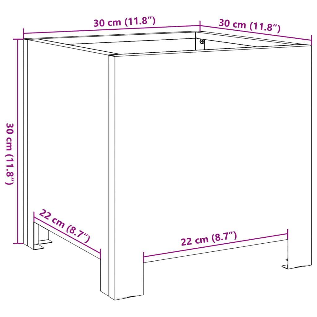 Plantenbakken Staal Wit 2 30 x 30 x 30 cm Staal/Wit