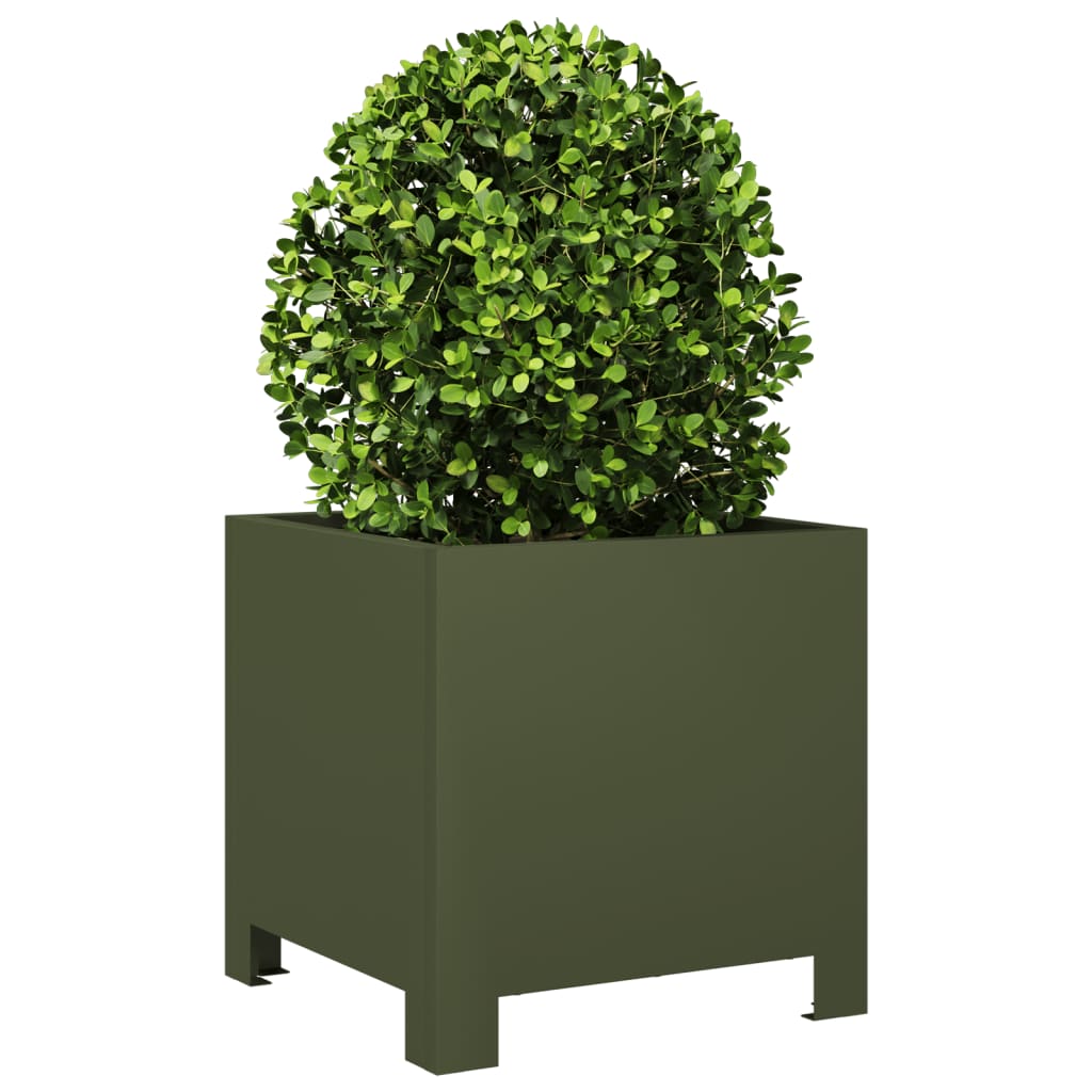 Plantenbakken Staal Olijfgroen 2 30 x 30 x 30 cm Staal/Groen