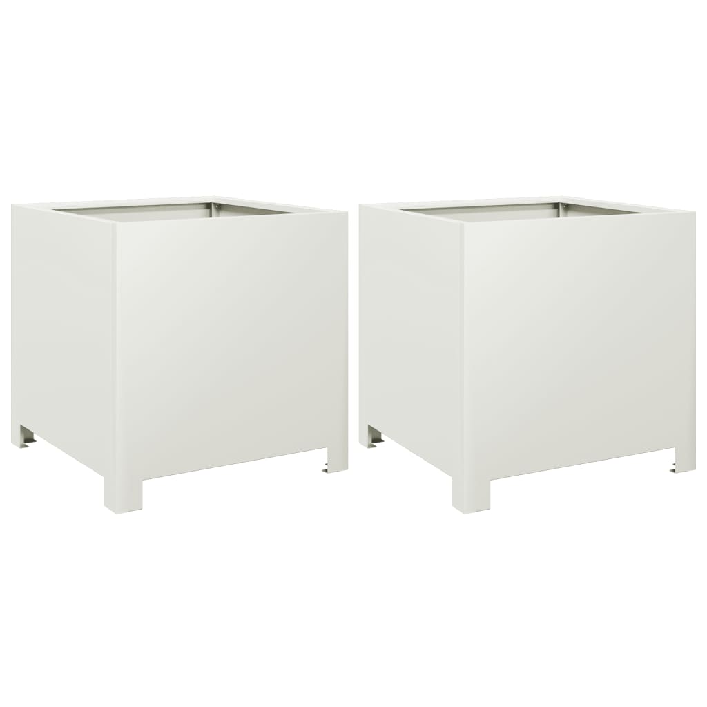 Plantenbakken Staal Wit 2 40 x 40 x 40 cm Staal/Wit